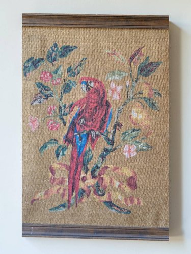 Tableau / Peinture sur toile de jute / Perroquet