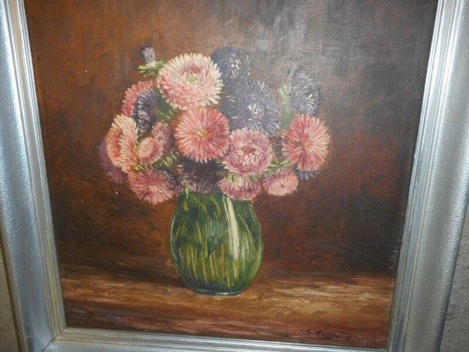 TABLEAU PEINTURE VASE AVEC DES FLEURS SIGNE G.AUGEARD
