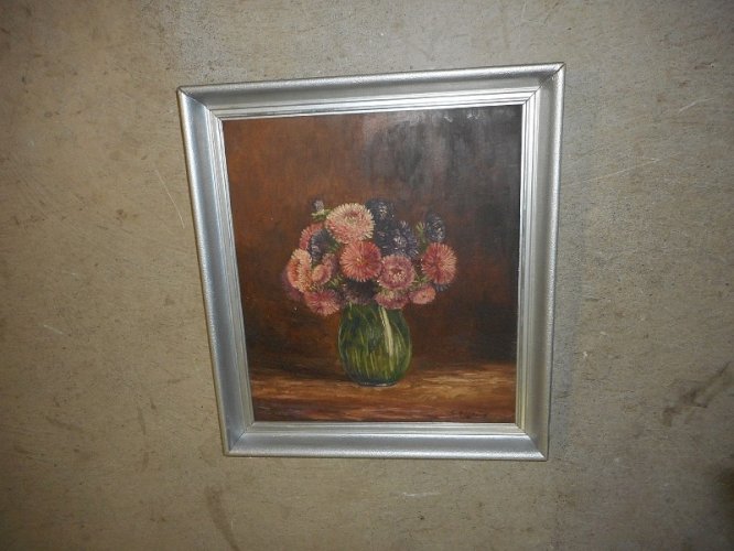 TABLEAU PEINTURE VASE AVEC DES FLEURS SIGNE G.AUGEARD