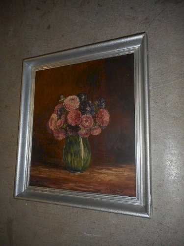 TABLEAU PEINTURE VASE AVEC DES FLEURS SIGNE G.AUGEARD