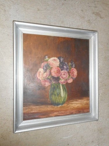 TABLEAU PEINTURE VASE AVEC DES FLEURS SIGNE G.AUGEARD