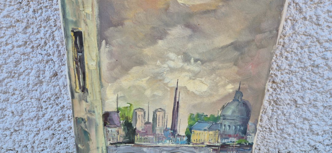 TABLEAU PEINTURE VILLE DE PARIS HUILE SUR TOILE SIGNE LUNALS