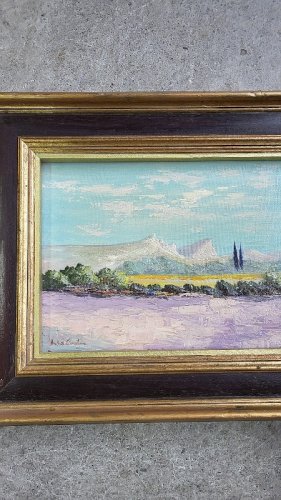 TABLEAU PEINTURE VUE DU PIC SAINT LOUP SIGNE HUBERT COULON REF FRANC
