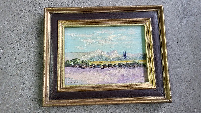 TABLEAU PEINTURE VUE DU PIC SAINT LOUP SIGNE HUBERT COULON REF FRANC