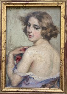 Table - portrait of a woman - bare back - Humbert Vignol