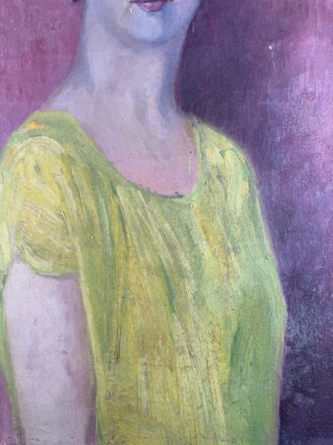 Tableau Portrait De Femme Shabby Bohème Signé Par M LA CORNE déco Chaby 1962