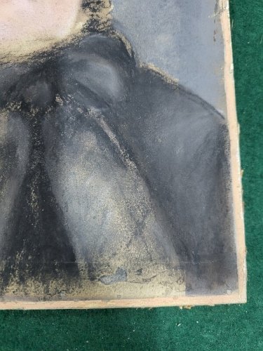TABLEAU PORTRAIT D'UNE DAME AU FUSAIN REF JE