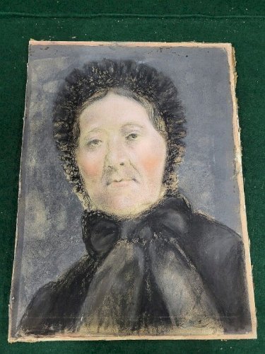 TABLEAU PORTRAIT D'UNE DAME AU FUSAIN REF JE