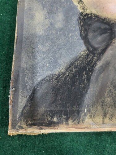 TABLEAU PORTRAIT D'UNE DAME AU FUSAIN REF JE