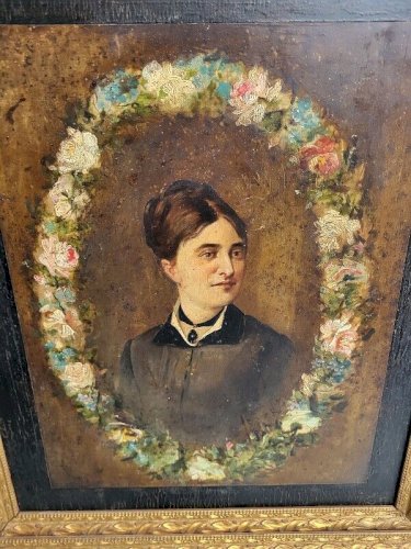 TABLEAU PORTRAIT HUILE SUR PANNEAU DU DEBUT DU XX ème