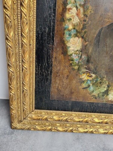 TABLEAU PORTRAIT HUILE SUR PANNEAU DU DEBUT DU XX ème
