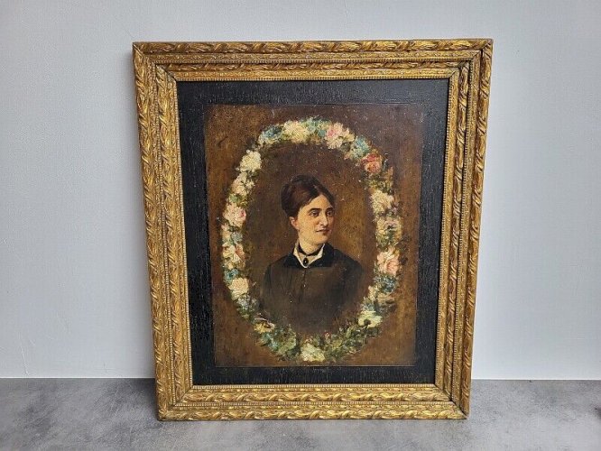 TABLEAU PORTRAIT HUILE SUR PANNEAU DU DEBUT DU XX ème