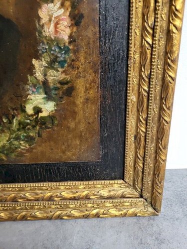 TABLEAU PORTRAIT HUILE SUR PANNEAU DU DEBUT DU XX ème