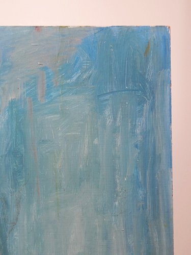 Tableau portrait nu assise dans l'escalier, moderne huile sur panneau vintage