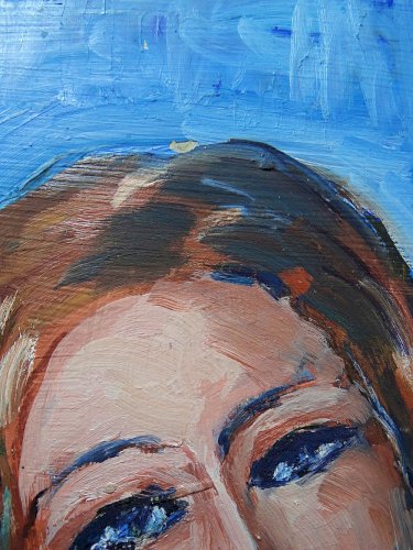 Tableau portrait nu de femme contre un mur, moderne huile sur panneau vintage