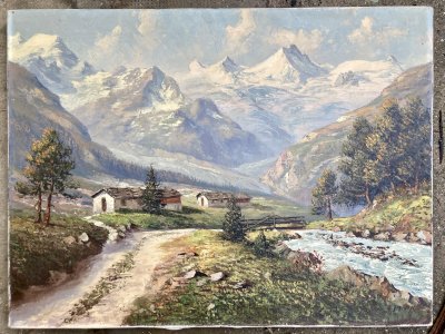 Tableau - scène de montagne : les alpes - Elie Janin 