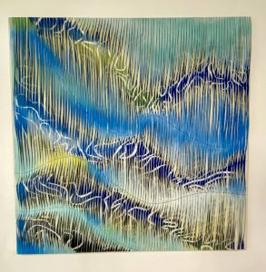 Textile sculpture tableau Northern Glints