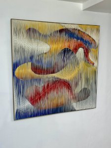 Textile sculpture painting The dance of colors