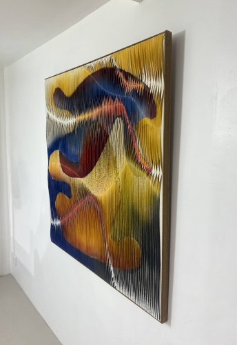 Tableau-sculpture textile La danse des couleurs