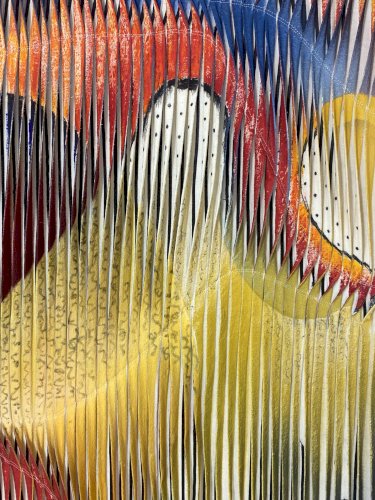 Tableau-sculpture textile La danse des couleurs