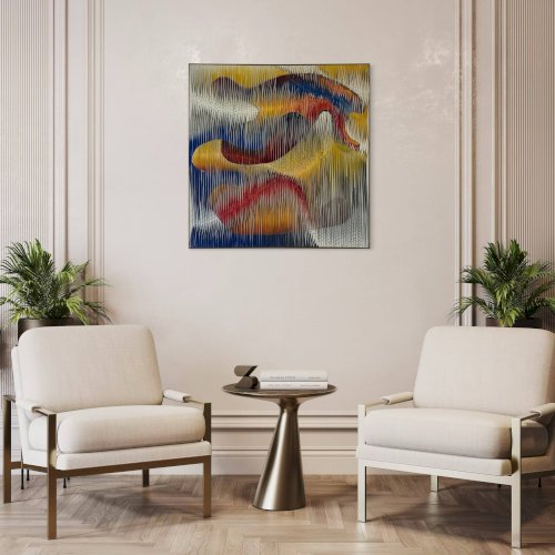 Tableau-sculpture textile La danse des couleurs