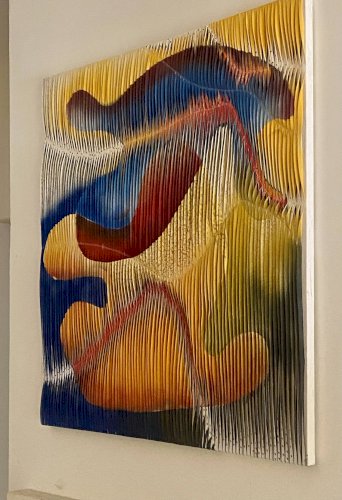 Tableau-sculpture textile La danse des couleurs