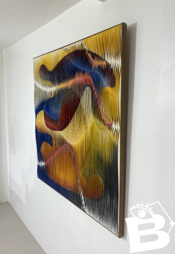 Tableau-sculpture textile La danse des couleurs