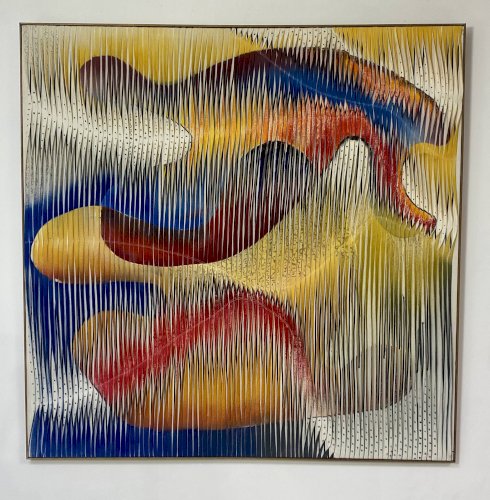 Tableau-sculpture textile La danse des couleurs