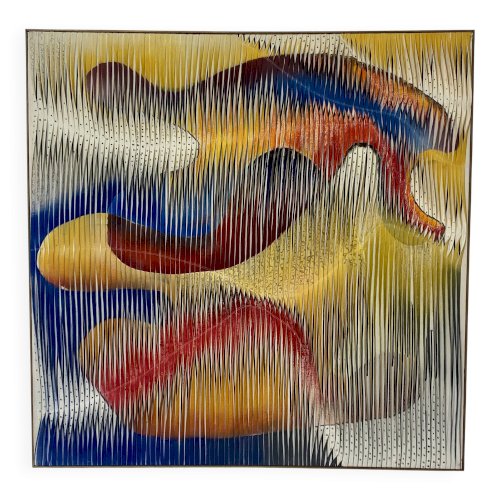 Tableau-sculpture textile La danse des couleurs