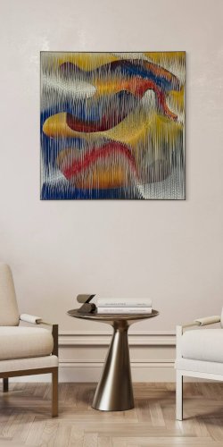 Tableau-sculpture textile La danse des couleurs