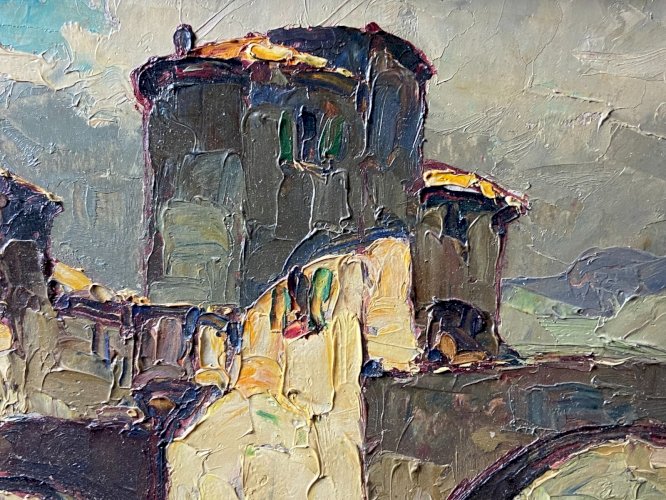 Tableau signé Louis PASTOUR 1876-1948 Vue du pont de Sospel (Provence)