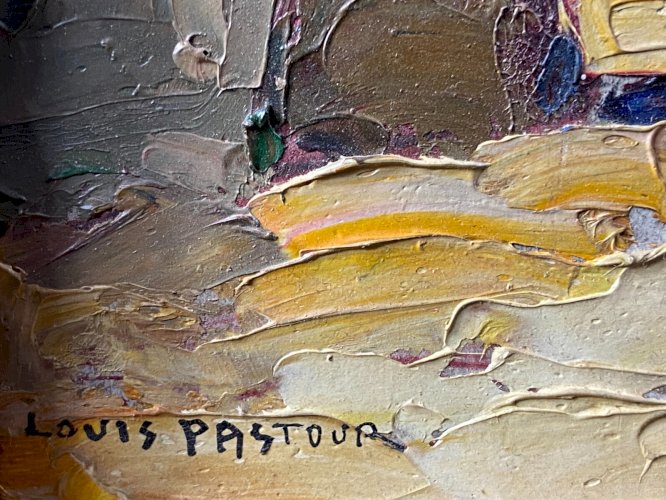 Tableau signé Louis PASTOUR 1876-1948 Vue du pont de Sospel (Provence)