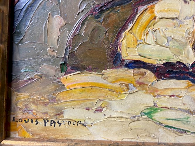 Tableau signé Louis PASTOUR 1876-1948 Vue du pont de Sospel (Provence)