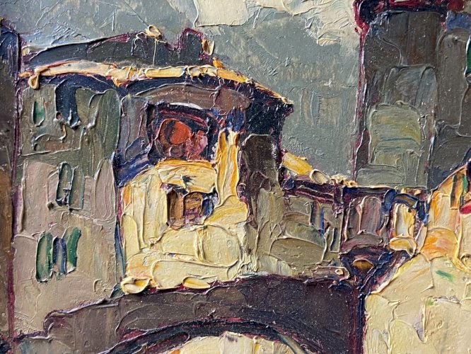Tableau signé Louis PASTOUR 1876-1948 Vue du pont de Sospel (Provence)
