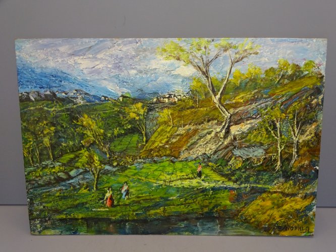 -TABLEAU Signé OSNOPHLA ( ALFONSE PEREZ 1905/1986 ) ECOLE SETOISE SETE 22/5/73 D