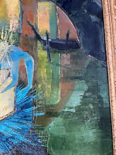 Tableau signé P. Caroll – “Mascarade à Venise” – Huile sur toile, vers 1960