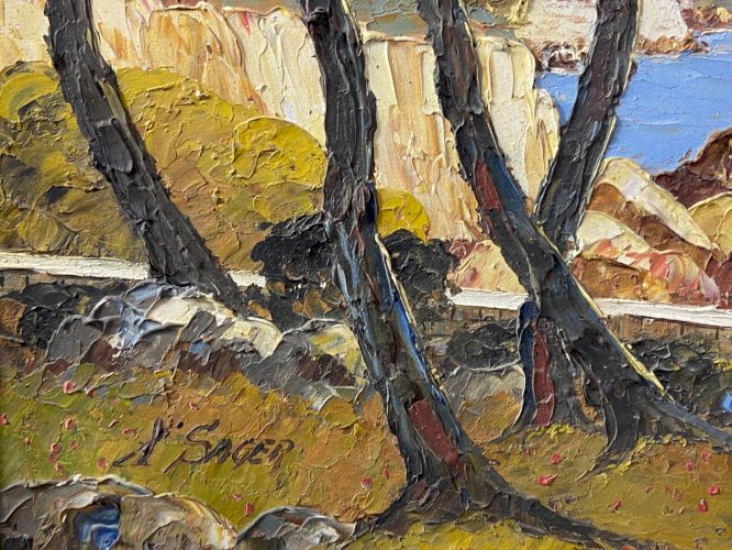 Tableau signé Xavier SAGER 1881-1969 vue d'Antibes