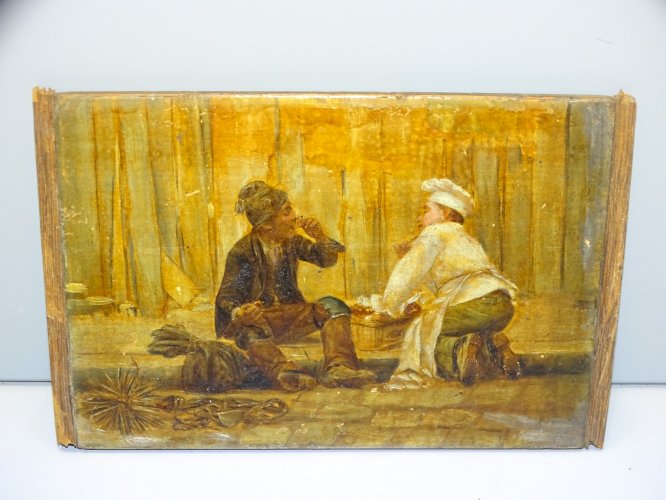 TABLEAU SUR BOIS D'AP. PAUL CHARLES CHOCARNE-MOREAU LE PATISSIER & LE RAMONEUR D