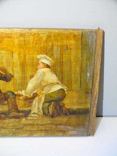 TABLEAU SUR BOIS D'AP. PAUL CHARLES CHOCARNE-MOREAU LE PATISSIER & LE RAMONEUR D