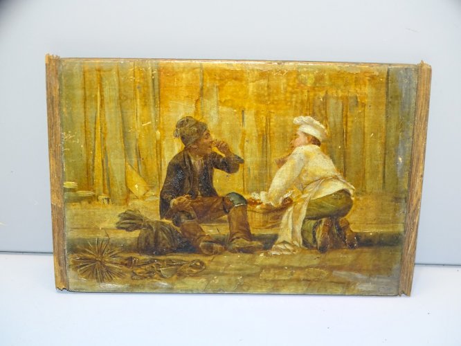 TABLEAU SUR BOIS D'AP. PAUL CHARLES CHOCARNE-MOREAU LE PATISSIER & LE RAMONEUR D