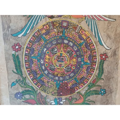 Tableau sur Peau Lama ou Vigogne Maya ou Aztéque