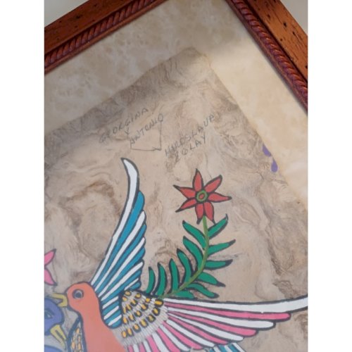 Tableau sur Peau Lama ou Vigogne Maya ou Aztéque