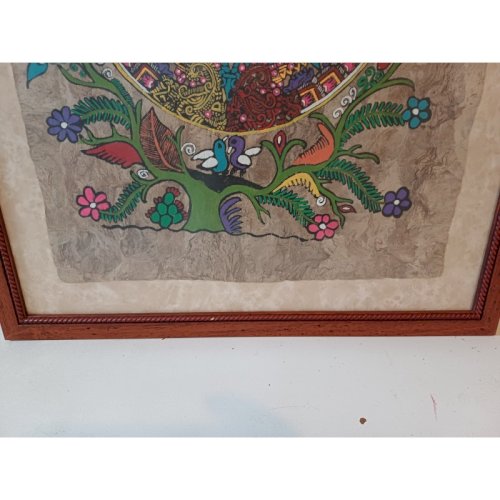 Tableau sur Peau Lama ou Vigogne Maya ou Aztéque