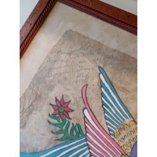 Tableau sur Peau Lama ou Vigogne Maya ou Aztéque