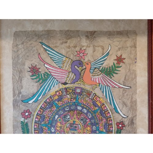 Tableau sur Peau Lama ou Vigogne Maya ou Aztéque