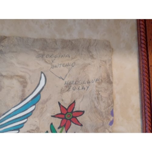 Tableau sur Peau Lama ou Vigogne Maya ou Aztéque