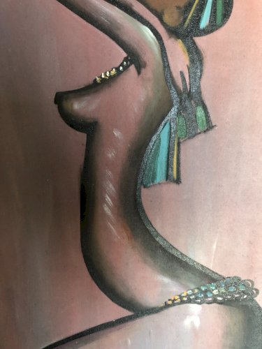 tableau toile peinture femme africaine de hayford k Okyere Ghana 1985 Afrique
