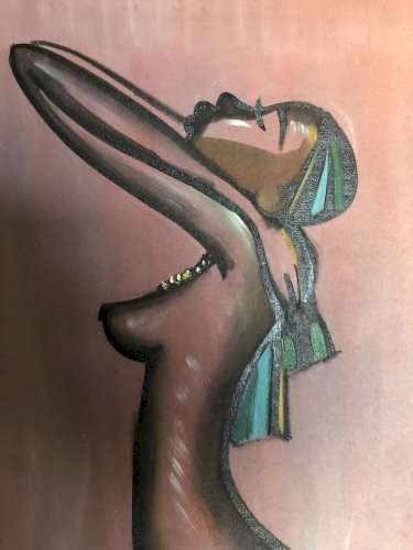 tableau toile peinture femme africaine de hayford k Okyere Ghana 1985 Afrique