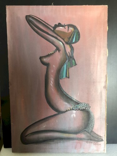 tableau toile peinture femme africaine de hayford k Okyere Ghana 1985 Afrique