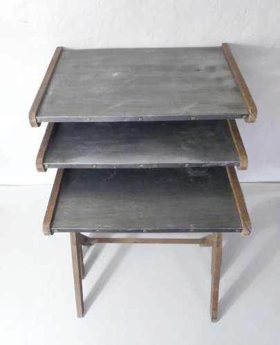 Tables gigognes en bois et zinc